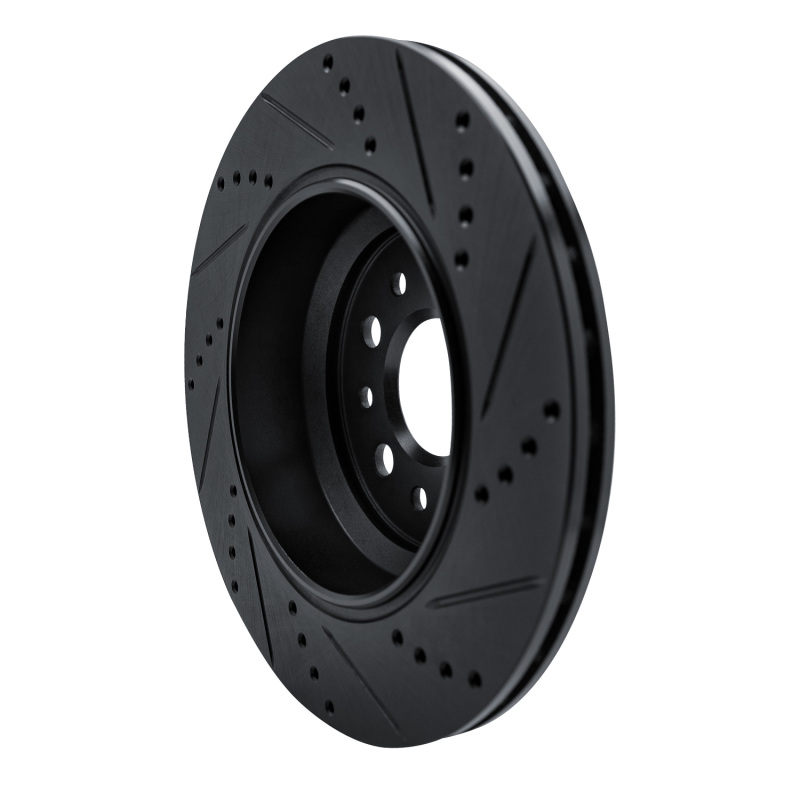 Maserati Ghibli Brake Rotor (1) - Rear Left - R1 Concepts - Drilled & Slotted - Black - `14-`16